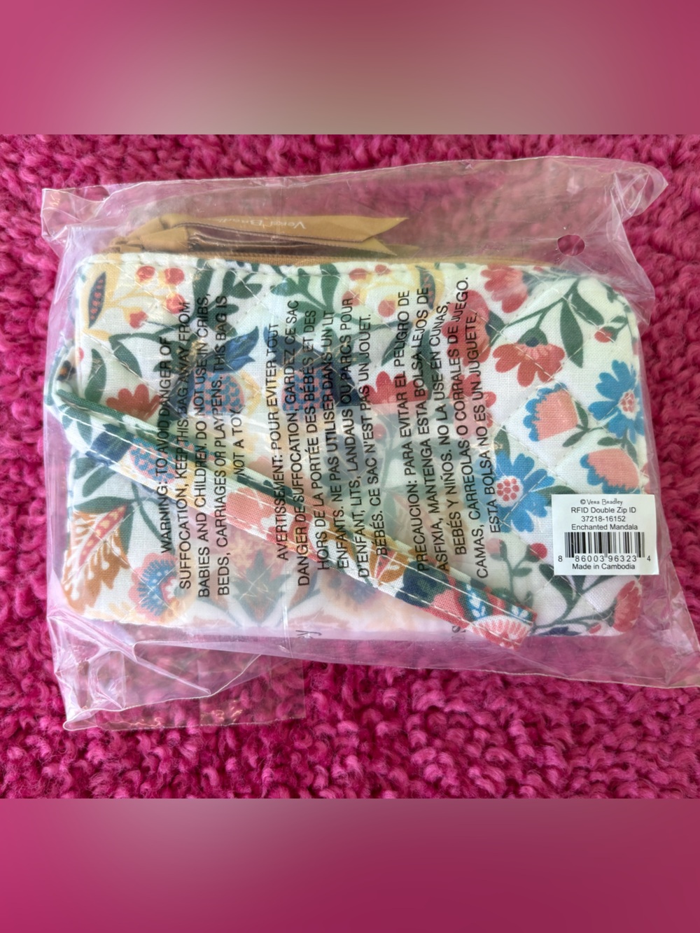 Vera Bradley Enchanted Mandala RFID Double Zip ID Wristlet - new & sealed